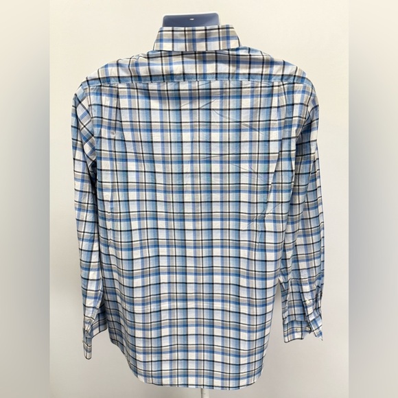 HART SCHAFNER MARX Blue and white plaid long sleeve button down shirt size L - Picture 4 of 12